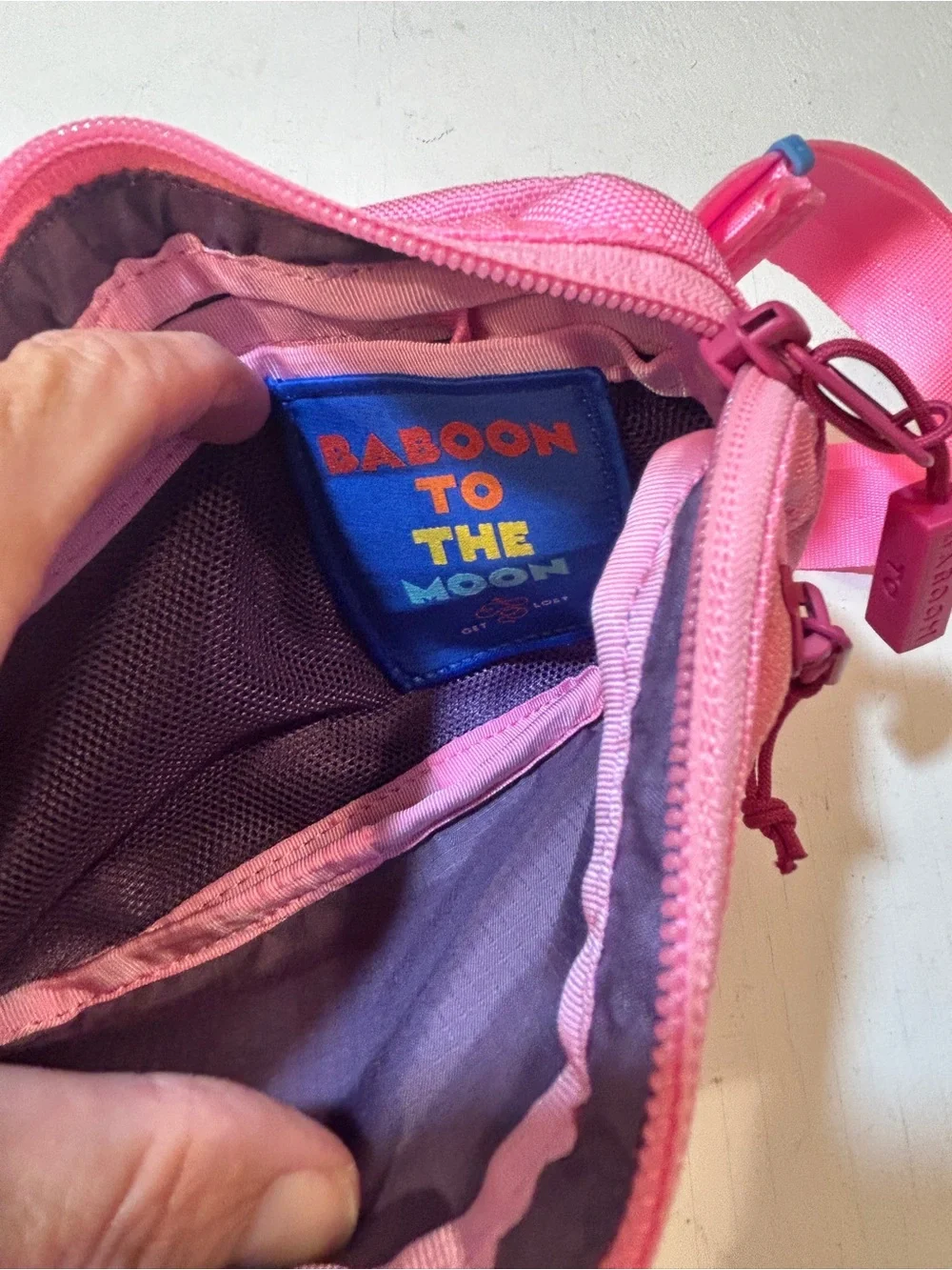 Baboon To The Moon Pink Crossbody Belt Bag Fanny Pack Travel Festival Bag